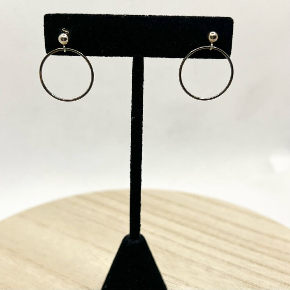 🍭6/$30 Silver tone metallic hoop post earrings